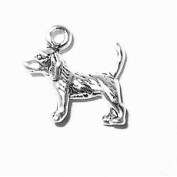 Sterling Silver 3D Small Pointer Pet Dog With Tail Out Breed Dangle Charm Bead For Bead Bracelet 